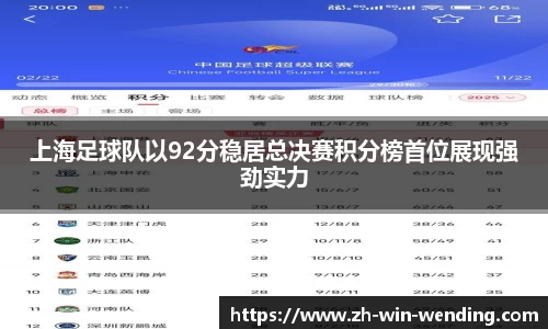 上海足球队以92分稳居总决赛积分榜首位展现强劲实力